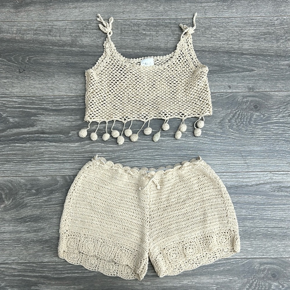 Azul Swimwear hand crochet shorts set